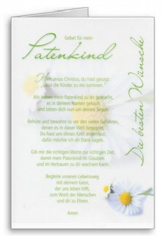 3er Päckchen Faltkarten Gebet für mein Patenkind